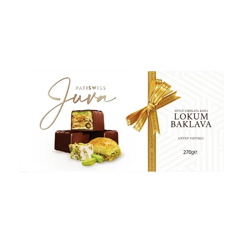 Patiswiss Juva Sütlü Çikolata Kaplı Antep Fıstıklı Lokum Baklava 270g