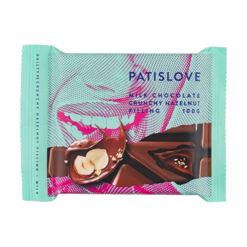 Patislove Fındık Kreması ve Fındık Dolgulu Sütlü Tablet Çikolata 100g